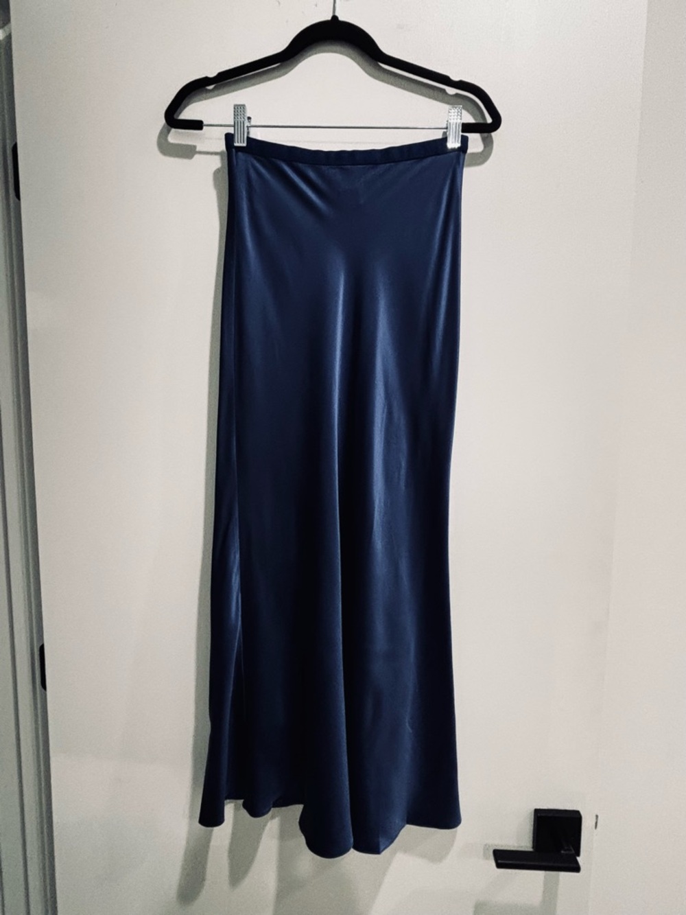 Bias-Cut Midi Skirt in Deep Navy